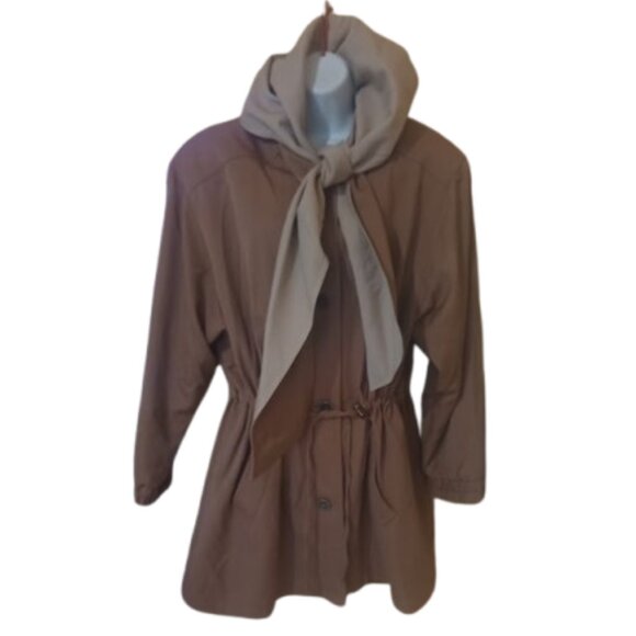 Beige Wool Blend Spring Fall Coat Jacket Fits Size Medium Large - Picture 1 of 5